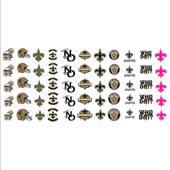 💌BO/GO$6 🏈 New Orleans Saints Water Transfer Nail Decals NFL - Picture 2 of 4